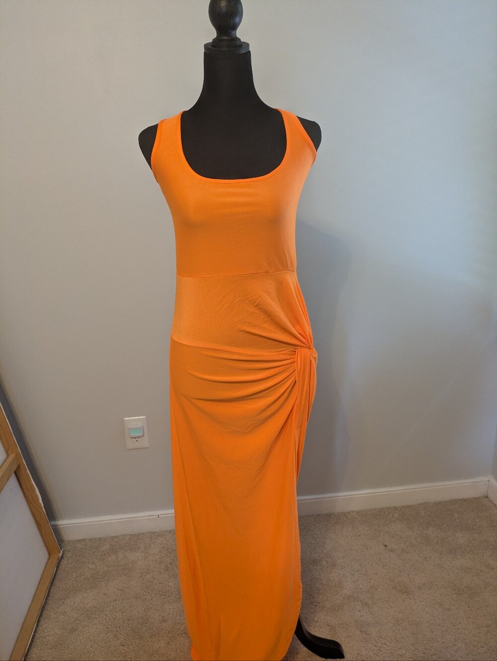NWT Micas Sleeveless Orange Knot-Detail Maxi Dress Size M Summer Vacation